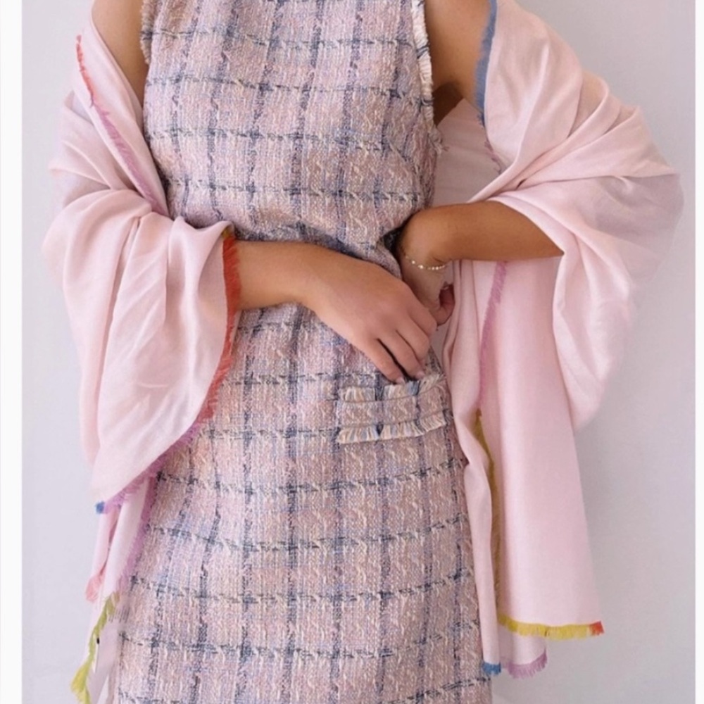 L'AGENCE Pink and Blue Tweed Dress